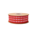1 1/2" Wired Dupioni Ribbon | Red and Pink Polka Dots w/ Red Backing | 10 Yard Roll