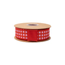 1 1/2" Wired Dupioni Ribbon | Red and Pink Polka Dots w/ Red Backing | 10 Yard Roll