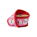 2 1/2" Wired Dupioni Ribbon | Modern Snowman on Pink w/ Red Backing | 10 Yard Roll