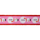 2 1/2" Wired Dupioni Ribbon | Modern Snowman on Pink w/ Red Backing | 10 Yard Roll