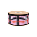 2 1/2" Wired Dupioni Ribbon | Fashion Plaid on Pink w/ Pink Backing | 10 Yard Roll