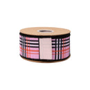 2 1/2" Wired Dupioni Ribbon | Fashion Plaid on Pink w/ Pink Backing | 10 Yard Roll