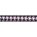 1 1/2" Wired Dupioni Ribbon | Black and White Houndstooth w/ Red Backing | 10 Yard Roll