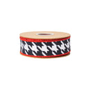 1 1/2" Wired Dupioni Ribbon | Black and White Houndstooth w/ Red Backing | 10 Yard Roll