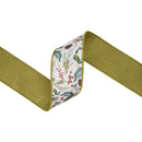 2 1/2" Wired Dupioni Ribbon | Christmas Floral and Berries w/ Green Backing | 10 Yard Roll