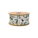 2 1/2" Wired Dupioni Ribbon | Christmas Floral and Berries w/ Green Backing | 10 Yard Roll