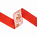 2 1/2" Wired Dupioni Ribbon | Retro Deer on Pink Check w/ Red Backing | 10 Yard Roll