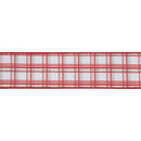 2 1/2" Wired Dupioni Ribbon | Red and Green Retro Plaid w/ Green Backing | 10 Yard Roll