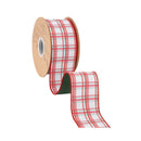 2 1/2" Wired Dupioni Ribbon | Red and Green Retro Plaid w/ Green Backing | 10 Yard Roll