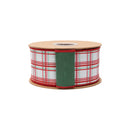 2 1/2" Wired Dupioni Ribbon | Red and Green Retro Plaid w/ Green Backing | 10 Yard Roll