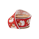 2 1/2" Wired Dupioni Ribbon | Retro Santa Face w/ Pom Pom Edge w/ White Backing | 10 Yard Roll