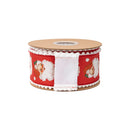 2 1/2" Wired Dupioni Ribbon | Retro Santa Face w/ Pom Pom Edge w/ White Backing | 10 Yard Roll