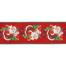 4" Wired Dupioni Ribbon | Retro Santa w/ Sack w/ Green Backing | 10 Yard Roll