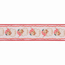 2 1/2" Wired Dupioni Ribbon | Retro Pink Santa and Ribbons w/ Pink Backing | 10 Yard Roll