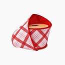 4" Wired Dupioni Ribbon | Pink and Red Lattice Plaid w/ Red Backing | 10 Yard Roll