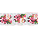 4" Wired Dupioni Ribbon | Retro Pink Santa w/ Sack on Green Check w/ Red Backing | 10 Yard Roll