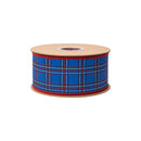 2 1/2" Wired Dupioni Ribbon | Blue and Red Plaid w/ Red Backing | 10 Yard Roll