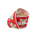 4" Wired Dupioni Ribbon | Retro Snowman on Red w/ Pom Pom Edge w/ White Backing | 10 Yard Roll