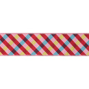2 1/2" Wired Dupioni Ribbon | Pink/Red/Blue Bias Plaid w/ Pink Backing | 10 Yard Roll