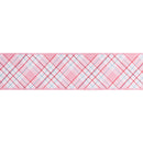 2 1/2" Wired Dupioni Ribbon | Pink/Red/White Bias Plaid w/ Pink Backing | 10 Yard Roll