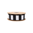 1 1/2" Wired Dupioni Ribbon | Black and White Wide Horizontal Stripe w/ Black Backing | 10 Yard Roll