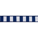 1 1/2" Wired Dupioni Ribbon | Navy Blue and White Wide Horizontal Stripe w/ Navy Blue Backing | 10 Yard Roll