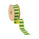 1 1/2" Wired Dupioni Ribbon | Green/Lime Horizontal Stripe w/ Green Backing | 10 Yard Roll