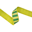 1 1/2" Wired Dupioni Ribbon | Green/Lime Horizontal Stripe w/ Green Backing | 10 Yard Roll