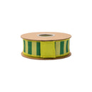 1 1/2" Wired Dupioni Ribbon | Green/Lime Horizontal Stripe w/ Green Backing | 10 Yard Roll