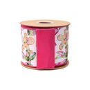 4" Wired Dupioni Ribbon | Pink Baubles and Bows w/ Pink Backing | 10 Yard Roll