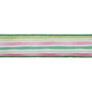2 1/2" Wired Dupioni Ribbon | Pastel Stripes w/ Green Backing | 10 Yard Roll