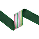 2 1/2" Wired Dupioni Ribbon | Pastel Stripes w/ Green Backing | 10 Yard Roll