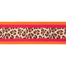 4" Wired Dupioni Ribbon | Animal Print Center w/ Pink/Orange Stripe w/ Pink Backing | 10 Yard Roll