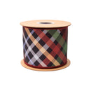 4" Wired Dupioni Ribbon | Jewel Tone Bias Plaid w/ Red Backing | 10 Yard Roll