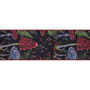 4" Wired Dupioni Ribbon | Jewel Tone Mushrooms on Black w/ Red Backing | 10 Yard Roll