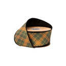 2 1/2" Wired Dupioni Ribbon | Fall Colored Bias Plaid w/ Black Backing | 10 Yard Roll