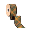 2 1/2" Wired Dupioni Ribbon | Fall Colored Bias Plaid w/ Black Backing | 10 Yard Roll