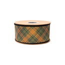 2 1/2" Wired Dupioni Ribbon | Fall Colored Bias Plaid w/ Black Backing | 10 Yard Roll