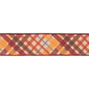 2 1/2" Wired Dupioni Ribbon | Red/Orange Bias Plaid w/ Red Backing | 10 Yard Roll