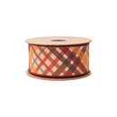 2 1/2" Wired Dupioni Ribbon | Red/Orange Bias Plaid w/ Red Backing | 10 Yard Roll