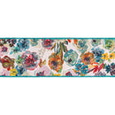 4" Wired Dupioni Ribbon | Aqua and Orange Floral w/ Satin Orange Backing | 10 Yard Roll