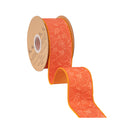 2 1/2" Wired Dupioni Ribbon | Orange on Gourd Linework w/ Orange Backing | 10 Yard Roll