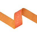 2 1/2" Wired Dupioni Ribbon | Orange on Gourd Linework w/ Orange Backing | 10 Yard Roll