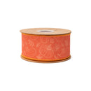 2 1/2" Wired Dupioni Ribbon | Orange on Gourd Linework w/ Orange Backing | 10 Yard Roll