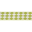 2 1/2" Wired Dupioni Ribbon | Green Diamonds on Cream w/ Green Backing | 10 Yard Roll