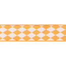 2 1/2" Wired Dupioni Ribbon | Orange Diamonds on Cream w/ Orange Backing | 10 Yard Roll