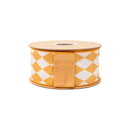 2 1/2" Wired Dupioni Ribbon | Orange Diamonds on Cream w/ Orange Backing | 10 Yard Roll