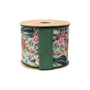4" Wired Dupioni Ribbon | Gourds on Green w/ Green Backing | 10 Yard Roll