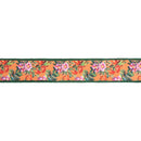 1 1/2" Wired Dupioni Ribbon | Fall Floral on Orange w/ Green Backing | 10 Yard Roll