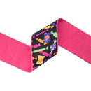 4" Wired Dupioni Ribbon | Halloween Candy on Black w/ Pink Backing | 10 Yard Roll